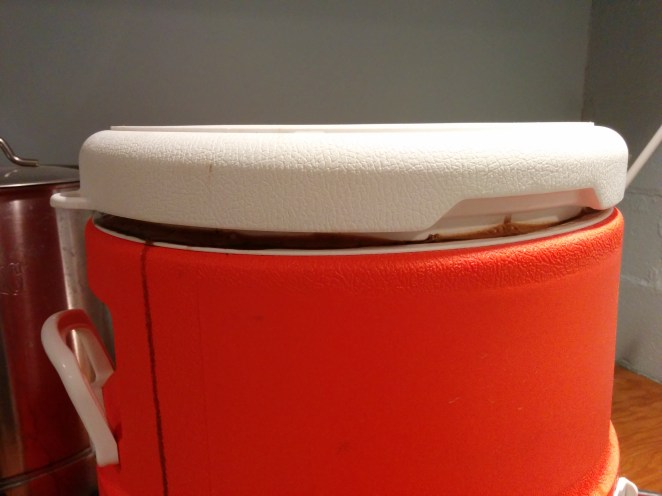 So full it's overflowing because I tried to put on the lid!